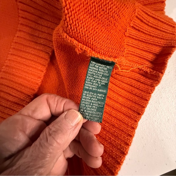 Lauren Ralph Lauren 1/4-zip Sweater Orange Cotton Ribbed 90’s Women’s Size Large - Picture 13 of 13